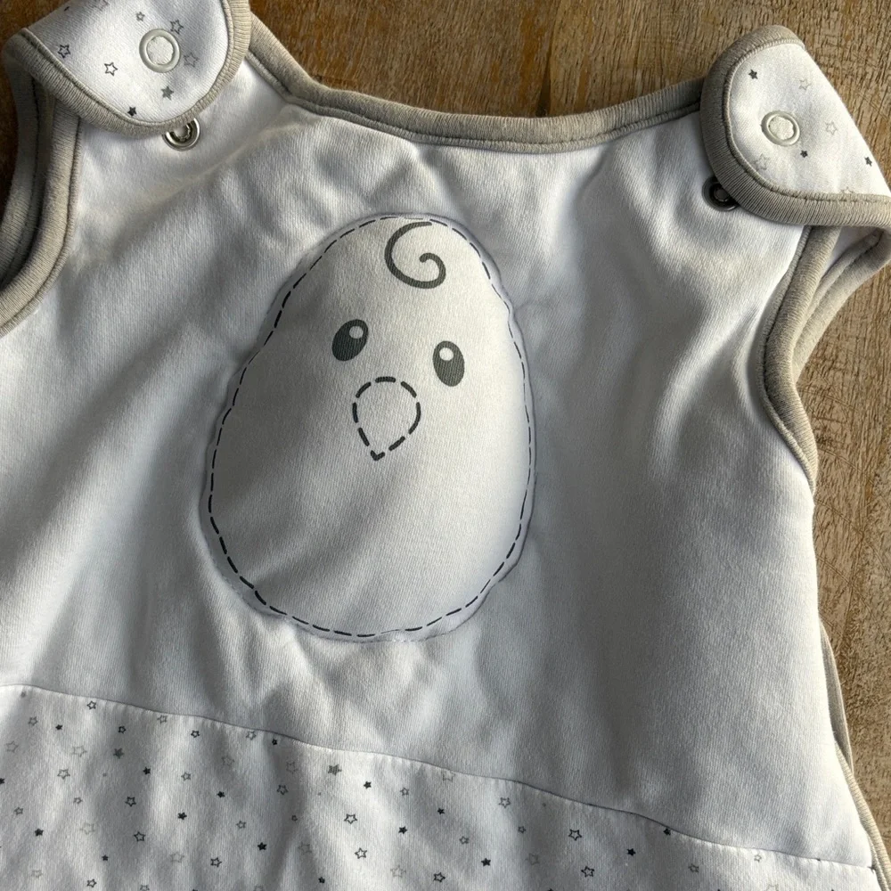 Nested Bean Cream White Sleep Sack with Subtle Dot Pattern